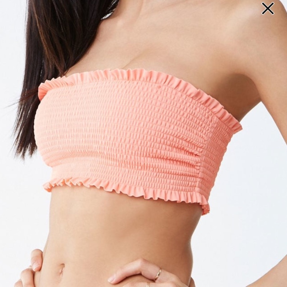 Smocked Bandeau Bikini Top